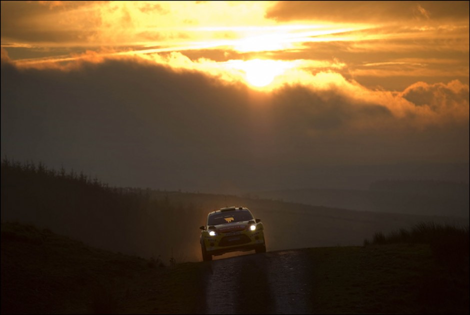 AUTORALLYGBR The sunrises behind Henning Solberg of Norway and codriver 